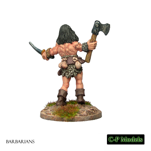 Barbarian Champion with Large Axe 28mm Unpainted Metal Wargames 