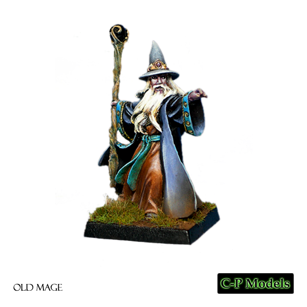 Old mage, magician with staff